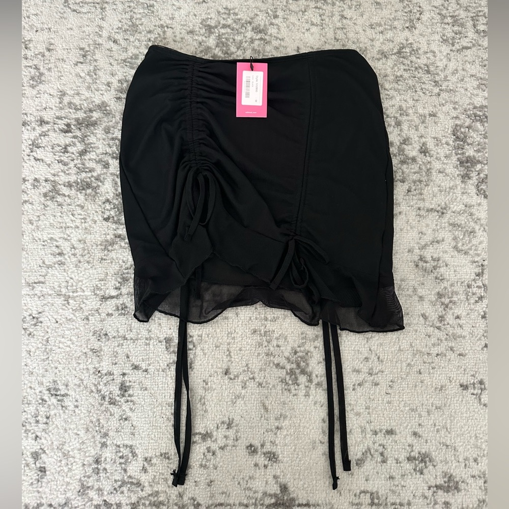 Edikted black tie scrunched mini skirt size M